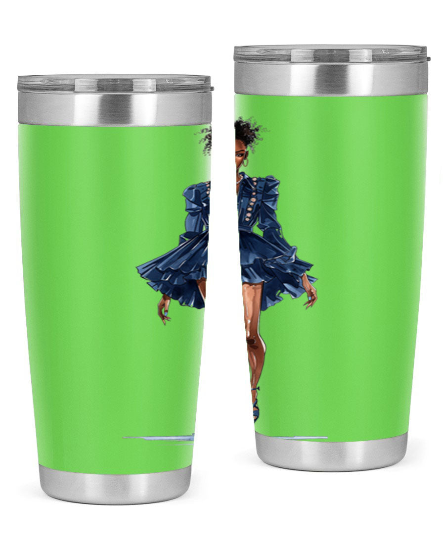 Fashion girl wearing an indigo cotton tank top, showcasing a stylish and casual look.