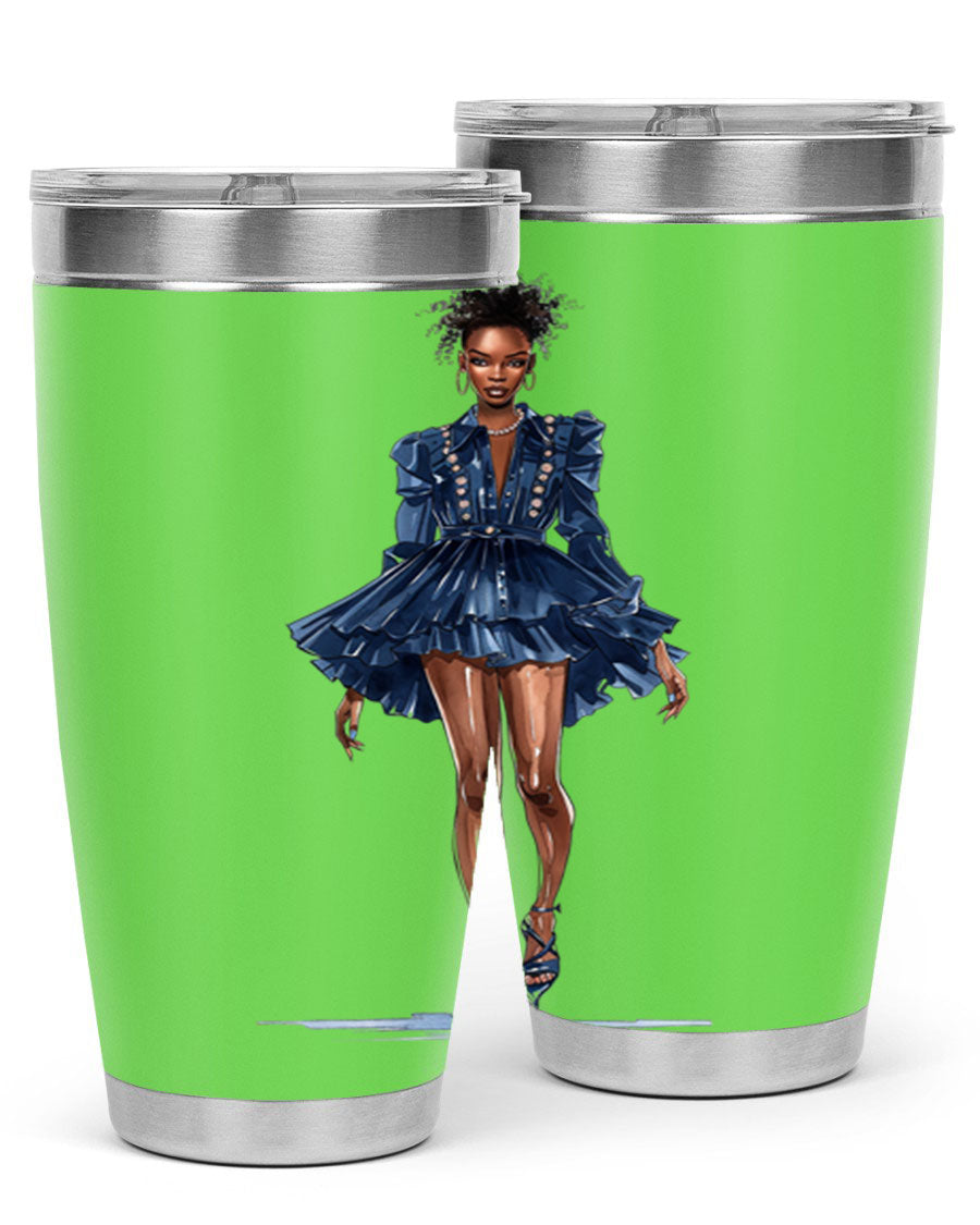 Fashion girl wearing an indigo cotton tank top, showcasing a stylish and casual look.