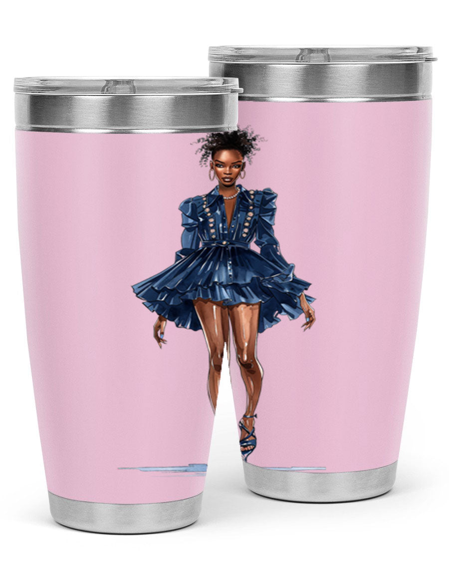 Fashion girl wearing an indigo cotton tank top, showcasing a stylish and casual look.