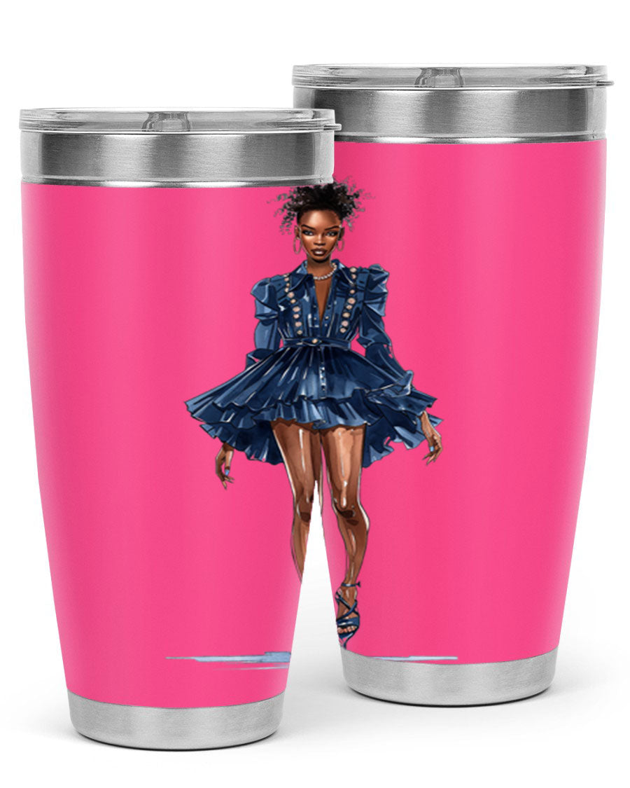 Fashion girl wearing an indigo cotton tank top, showcasing a stylish and casual look.