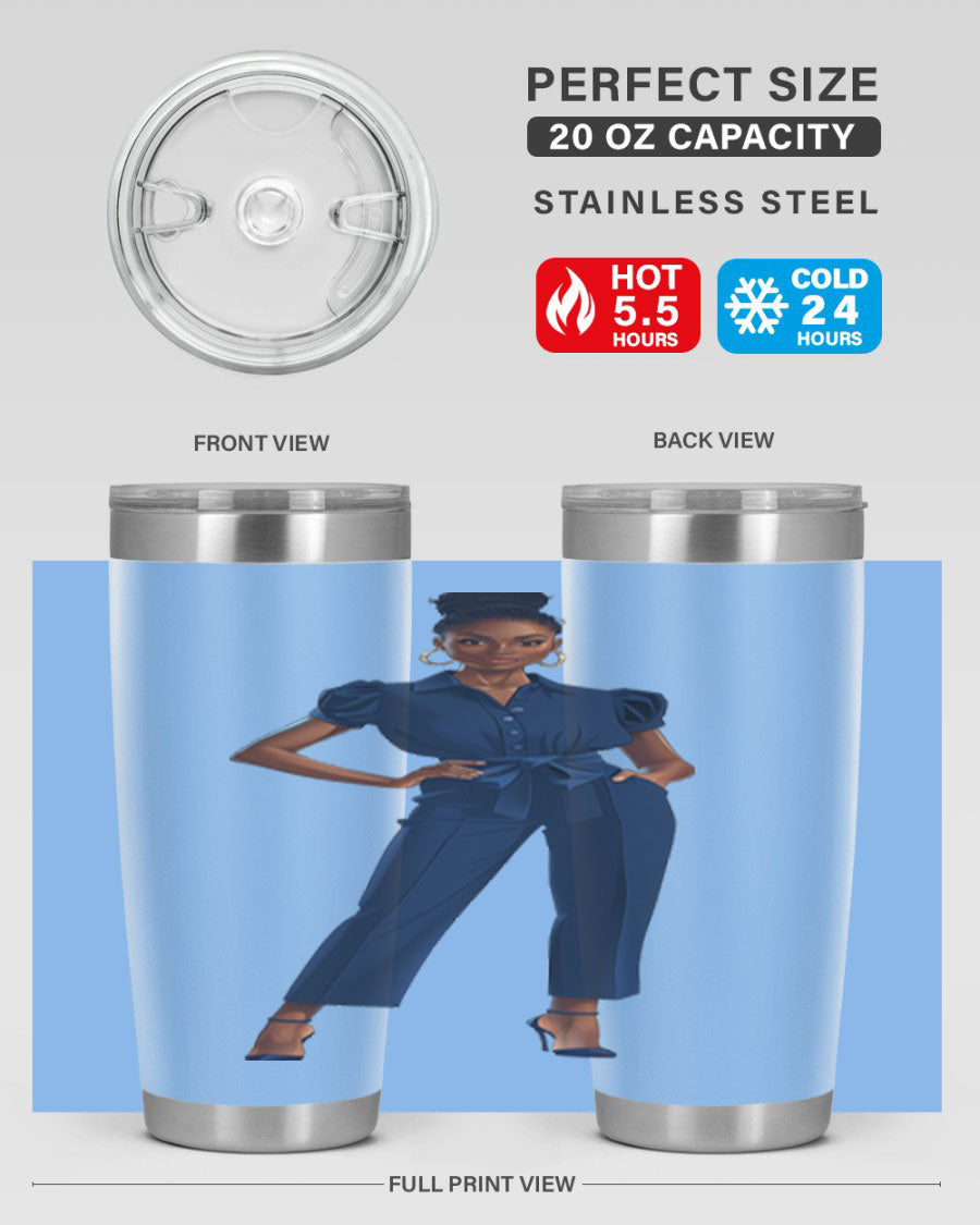 Fashion girl wearing an indigo cotton tank top, showcasing a stylish and comfortable design suitable for various occasions.