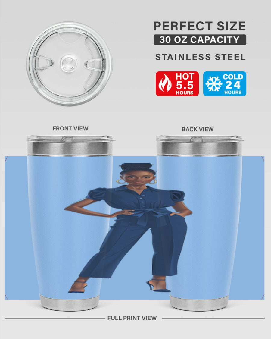 Fashion girl wearing an indigo cotton tank top, showcasing a stylish and comfortable design suitable for various occasions.