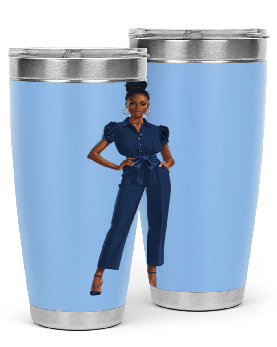 Fashion girl wearing an indigo cotton tank top, showcasing a stylish and comfortable design suitable for various occasions.