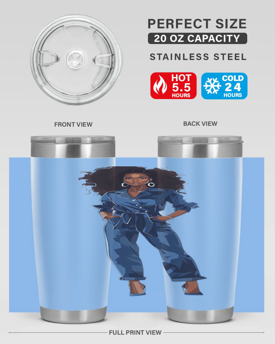 Fashion girl wearing an indigo cotton tank top, showcasing a stylish and comfortable design suitable for various occasions.