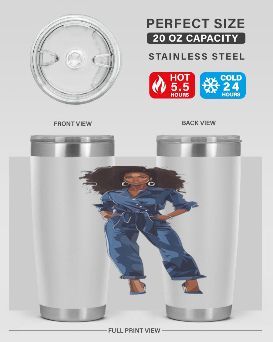 Fashion girl wearing an indigo cotton tank top, showcasing a stylish and comfortable design suitable for various occasions.