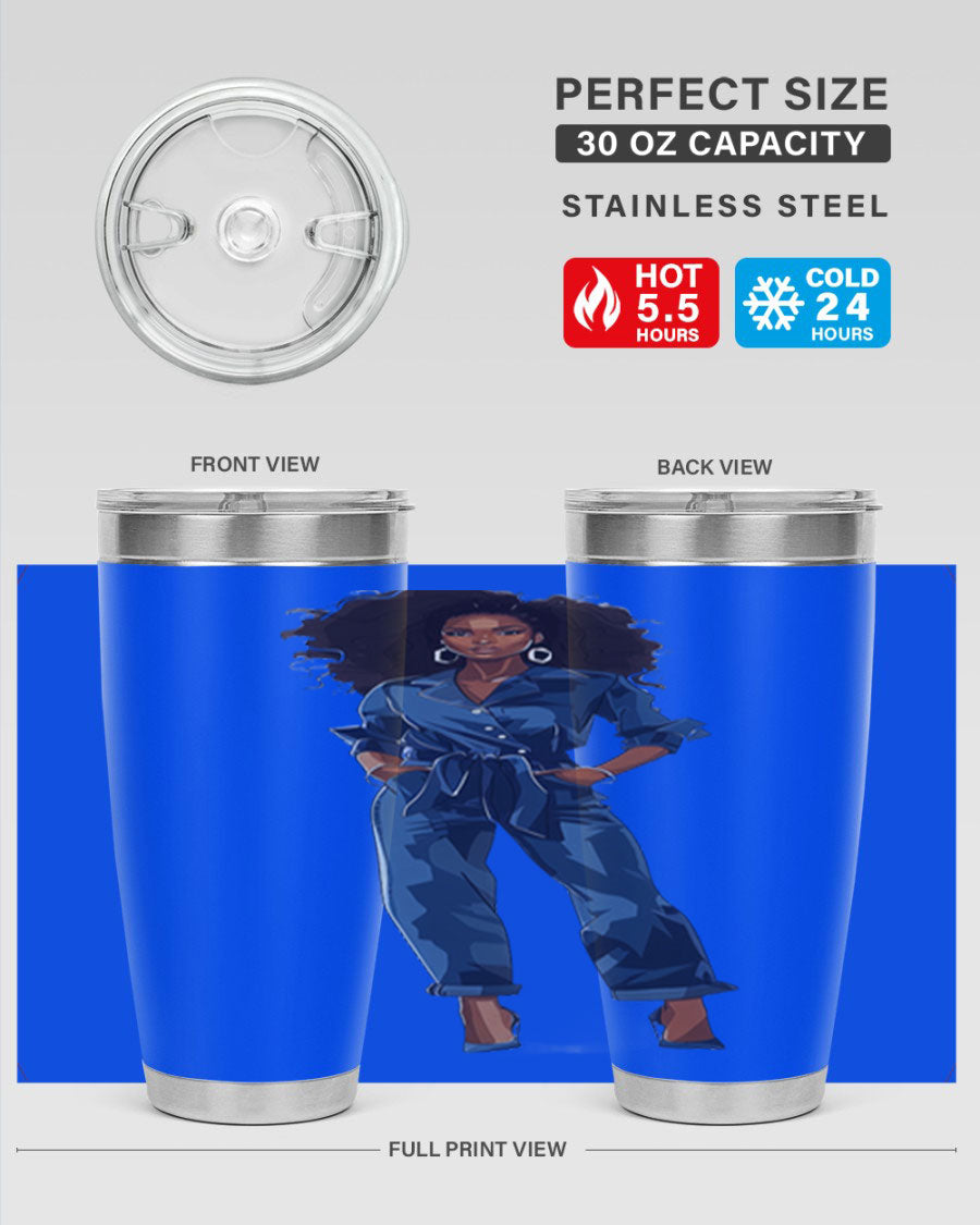 Fashion girl wearing an indigo cotton tank top, showcasing a stylish and comfortable design suitable for various occasions.