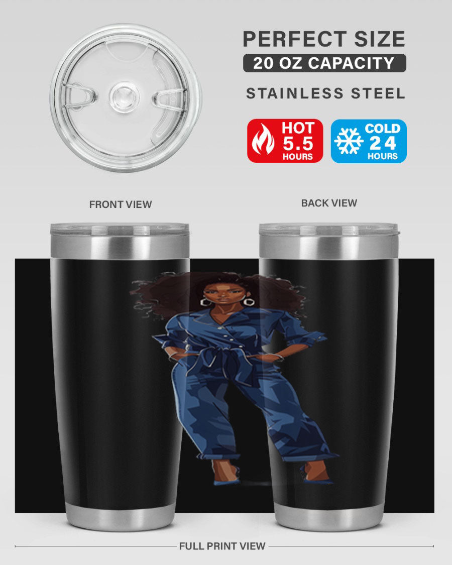 Fashion girl wearing an indigo cotton tank top, showcasing a stylish and comfortable design suitable for various occasions.