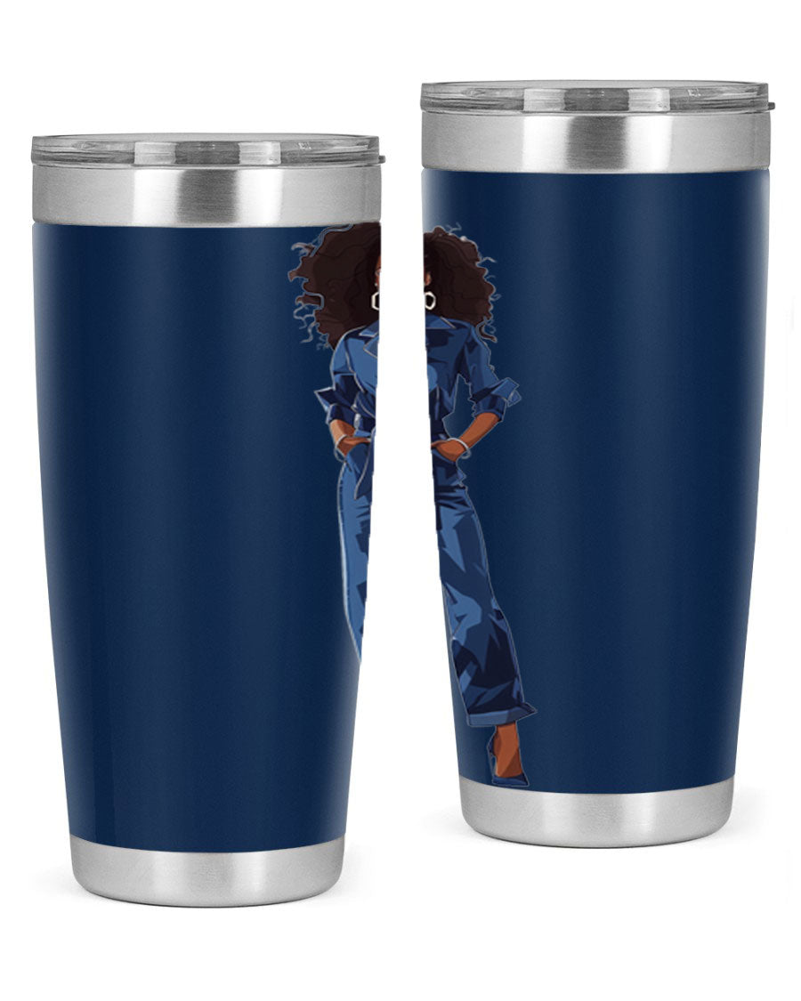 Fashion girl wearing an indigo cotton tank top, showcasing a stylish and comfortable design suitable for various occasions.