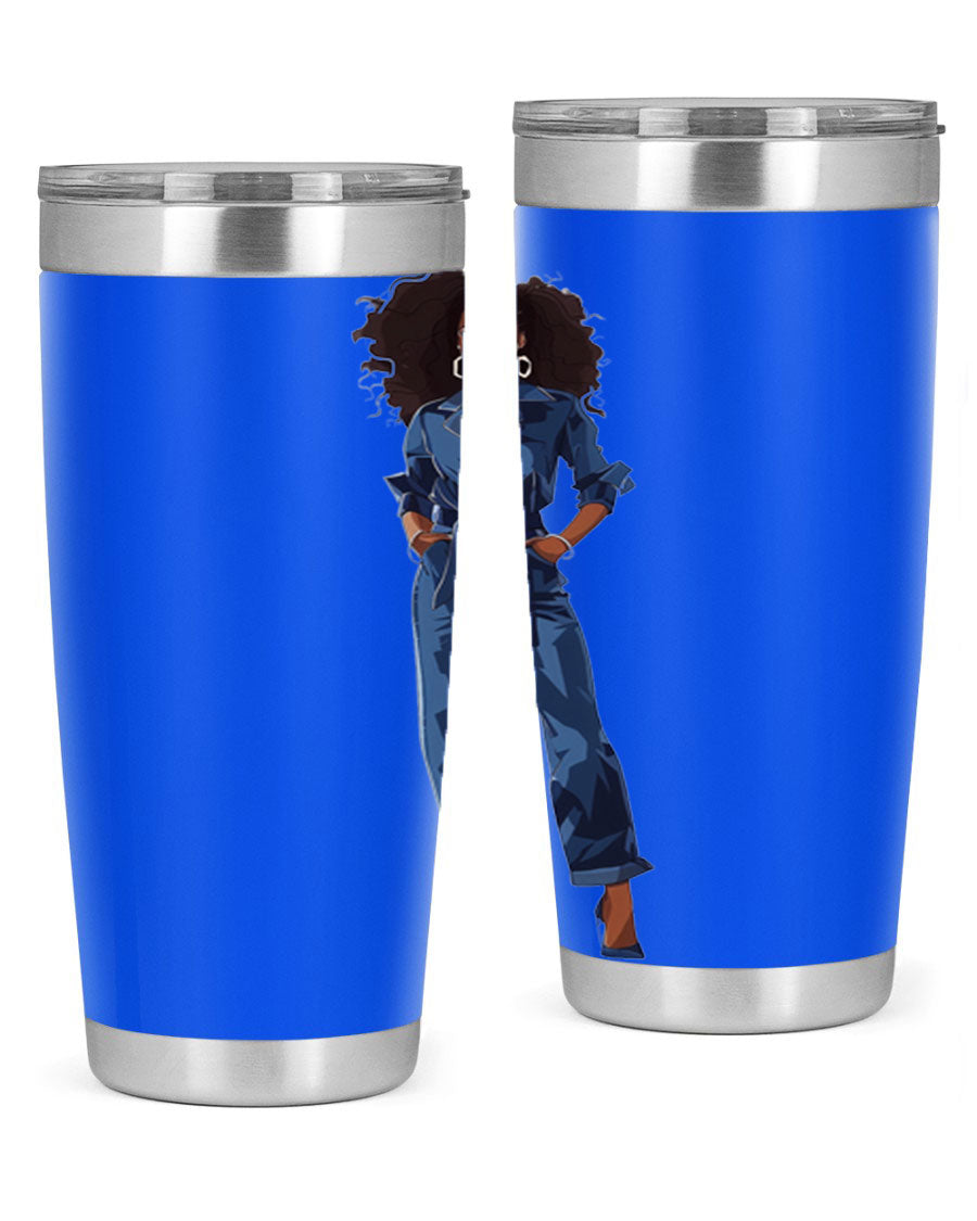 Fashion girl wearing an indigo cotton tank top, showcasing a stylish and comfortable design suitable for various occasions.