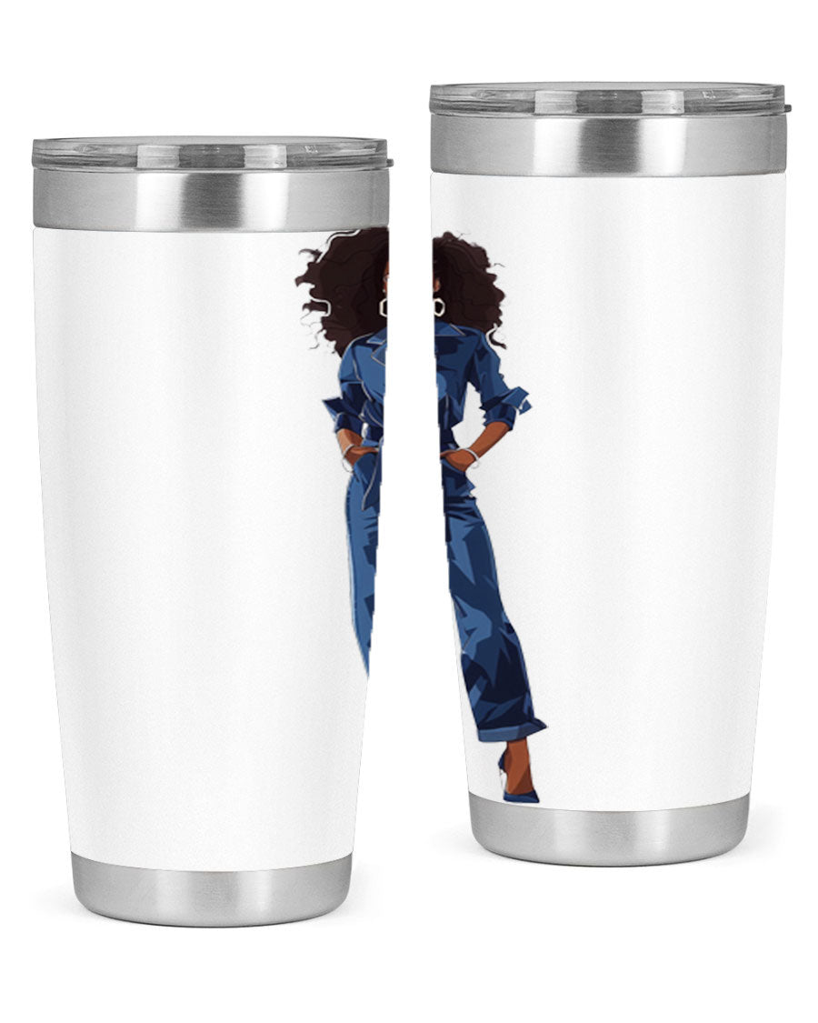 Fashion girl wearing an indigo cotton tank top, showcasing a stylish and comfortable design suitable for various occasions.