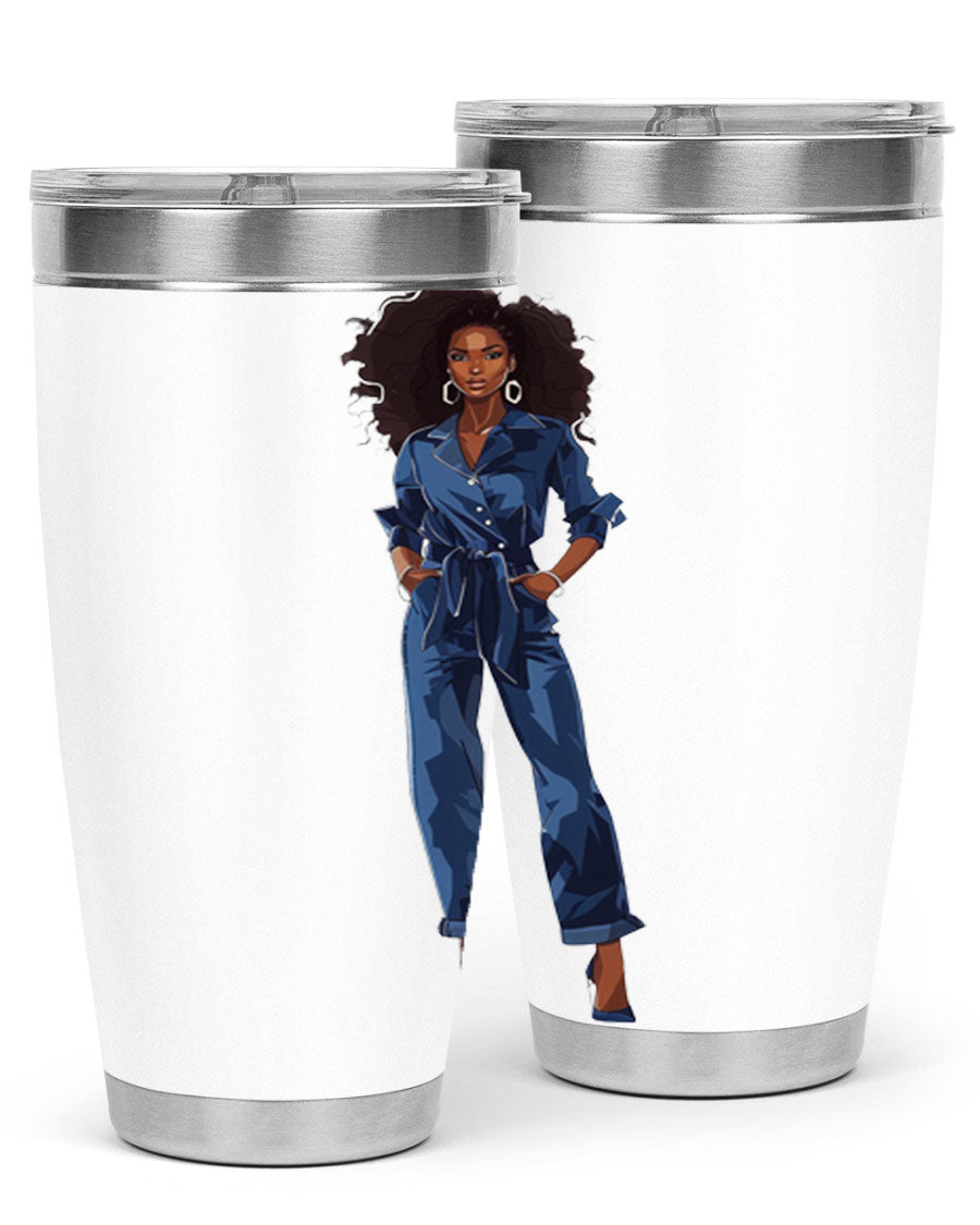 Fashion girl wearing an indigo cotton tank top, showcasing a stylish and comfortable design suitable for various occasions.