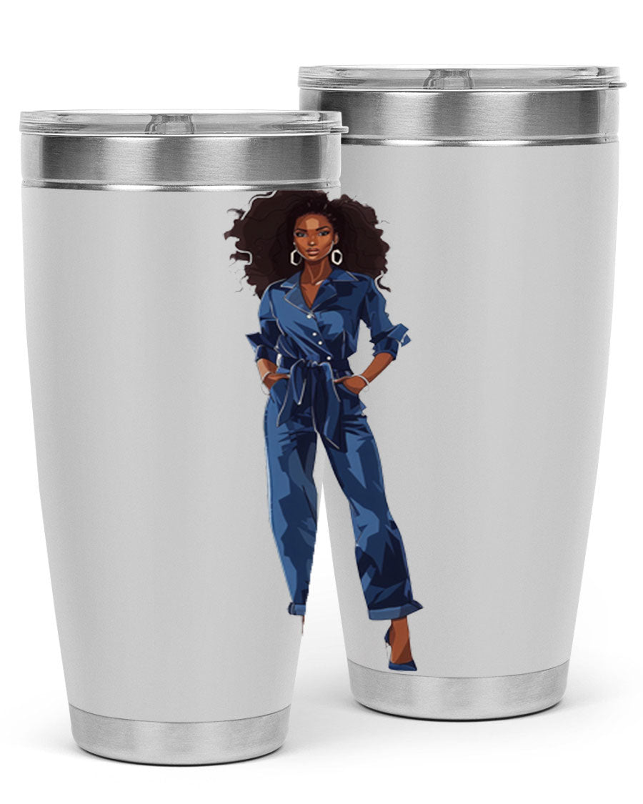 Fashion girl wearing an indigo cotton tank top, showcasing a stylish and comfortable design suitable for various occasions.