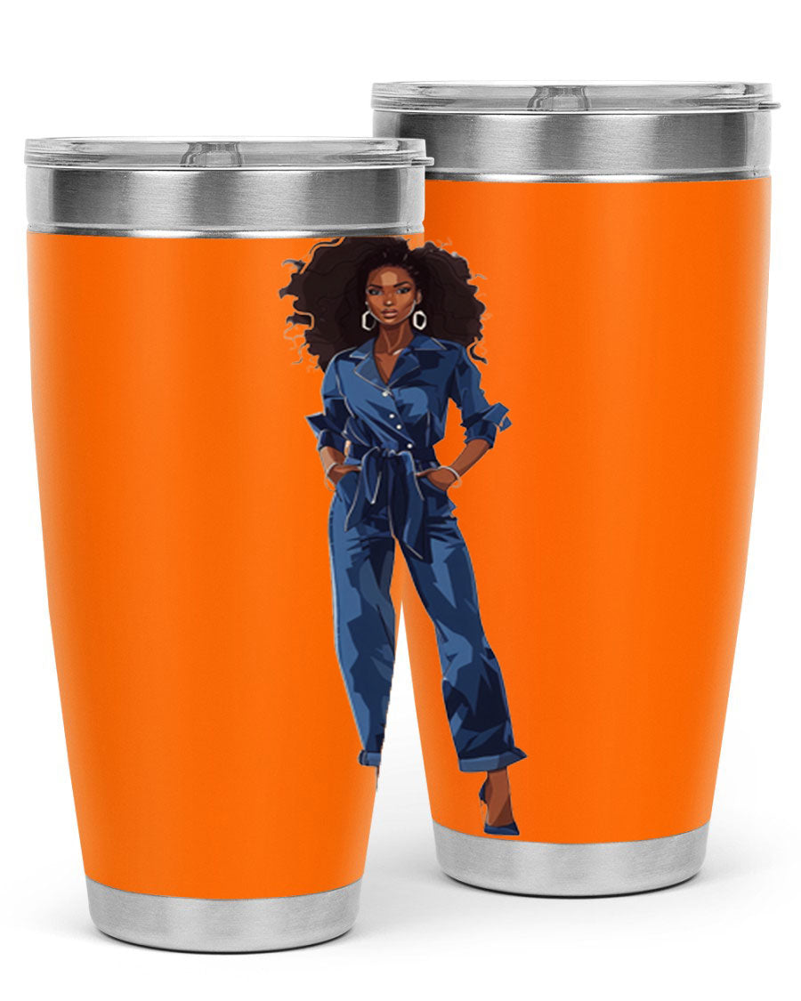 Fashion girl wearing an indigo cotton tank top, showcasing a stylish and comfortable design suitable for various occasions.