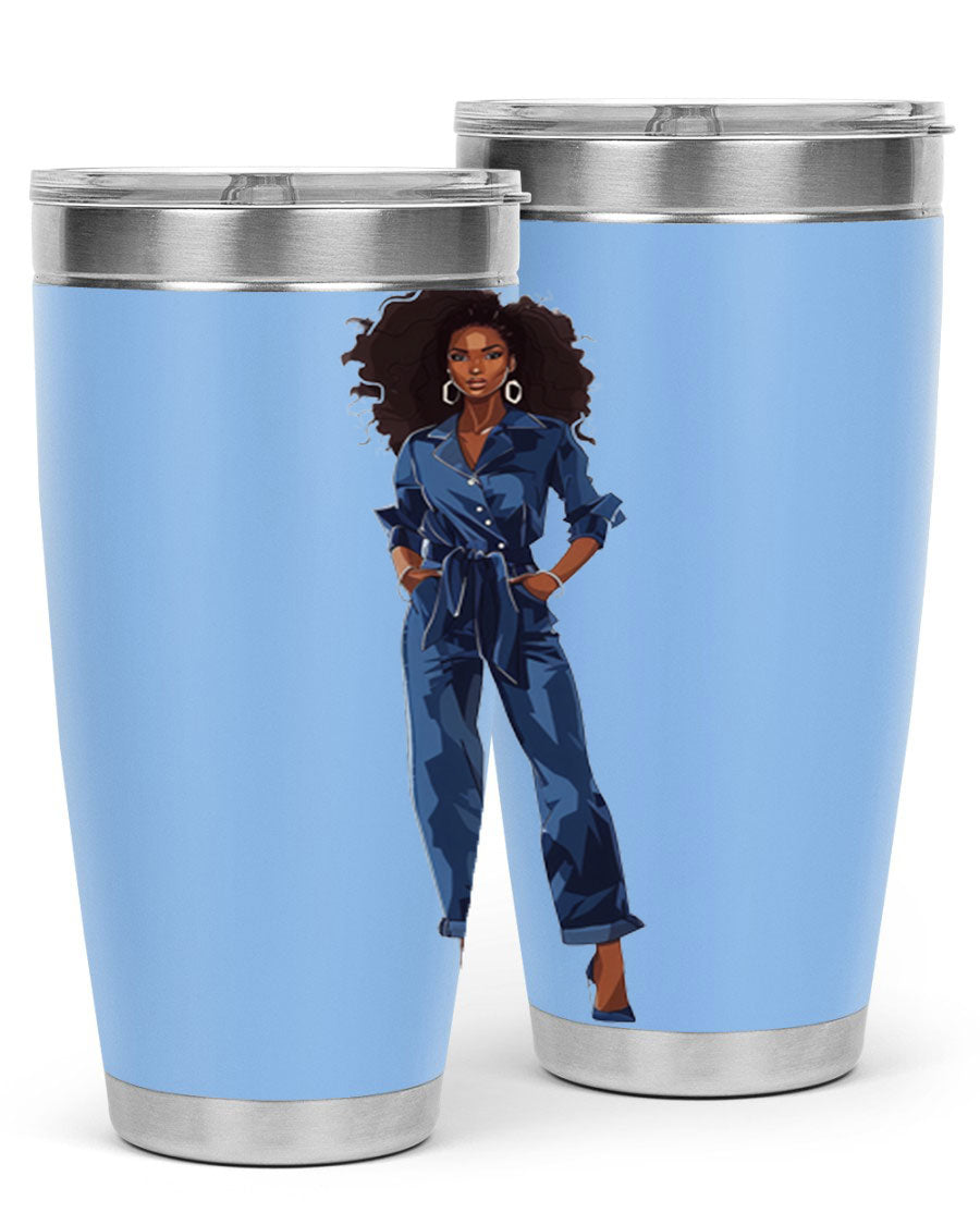 Fashion girl wearing an indigo cotton tank top, showcasing a stylish and comfortable design suitable for various occasions.