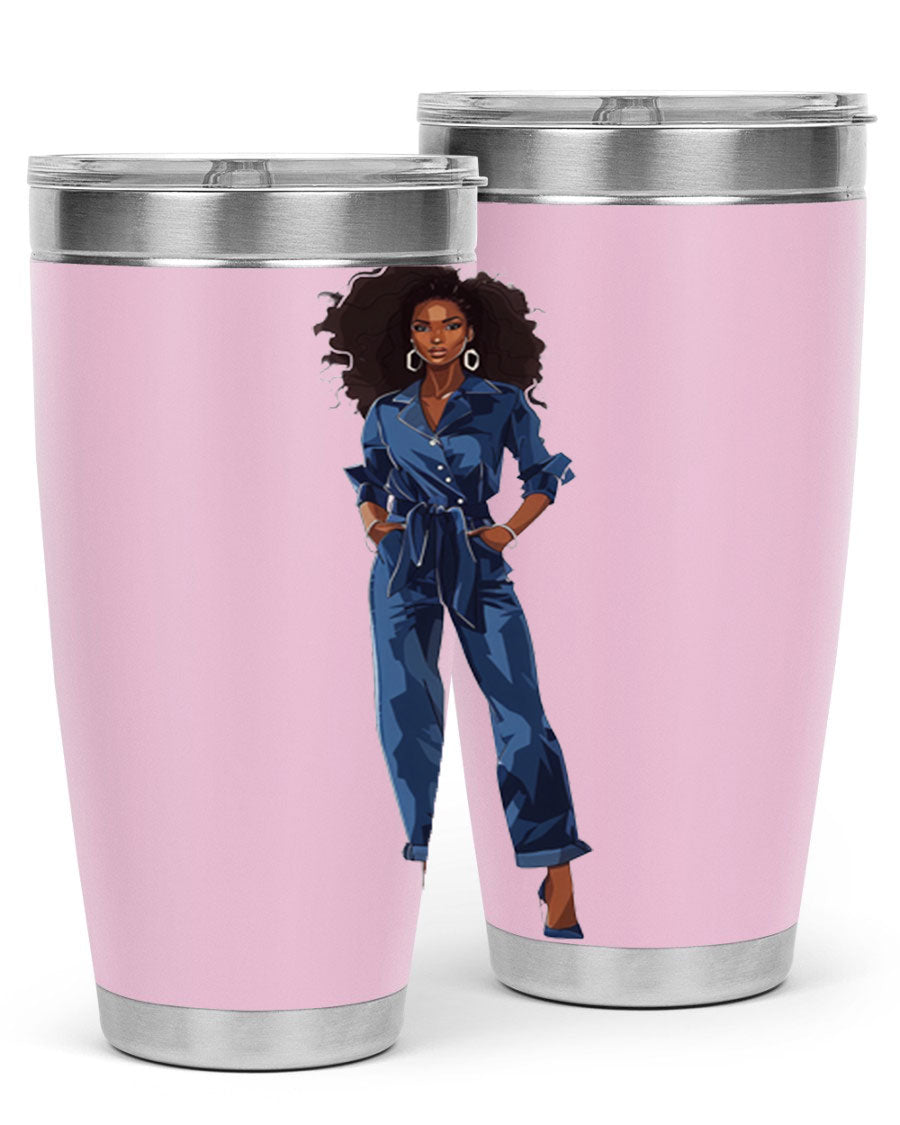 Fashion girl wearing an indigo cotton tank top, showcasing a stylish and comfortable design suitable for various occasions.