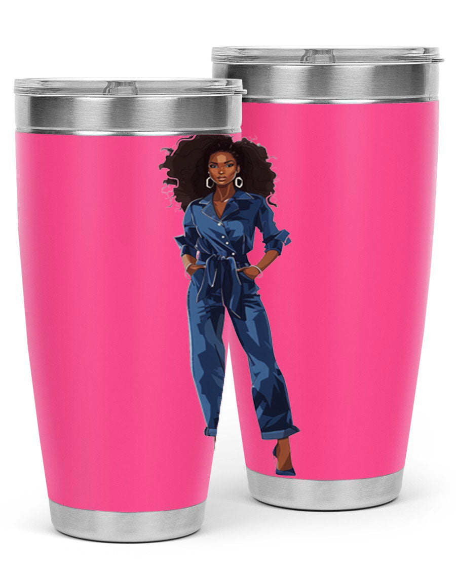 Fashion girl wearing an indigo cotton tank top, showcasing a stylish and comfortable design suitable for various occasions.