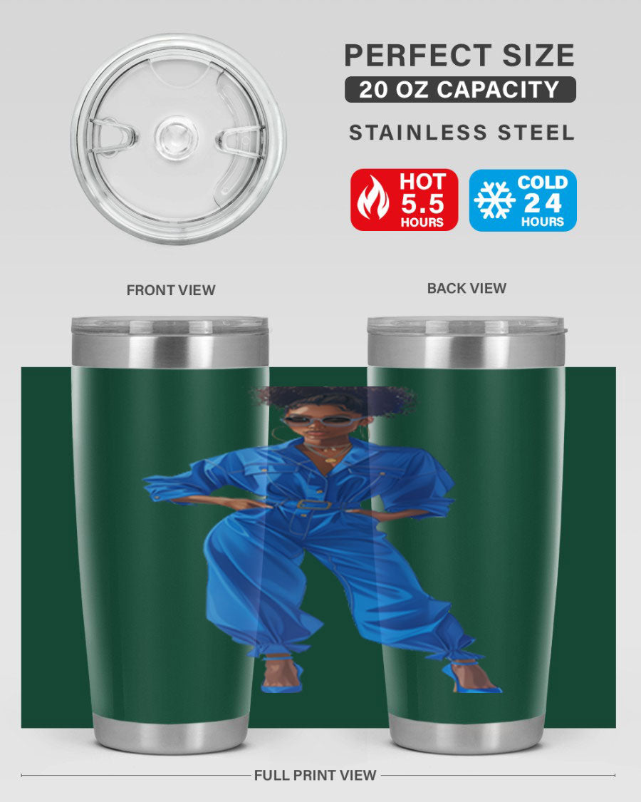 Fashion girl in indigo cotton tank top, showcasing a stylish and comfortable design perfect for casual wear.