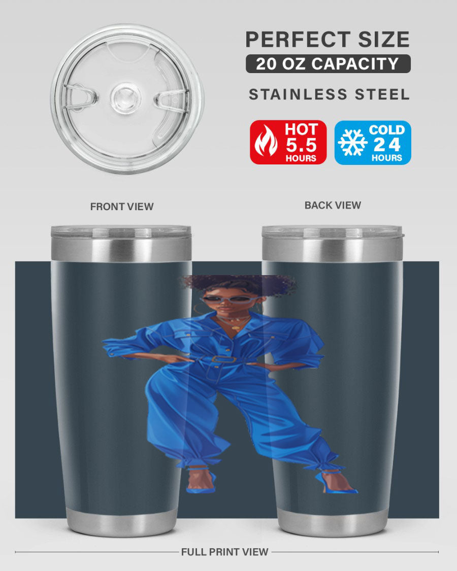 Fashion girl in indigo cotton tank top, showcasing a stylish and comfortable design perfect for casual wear.