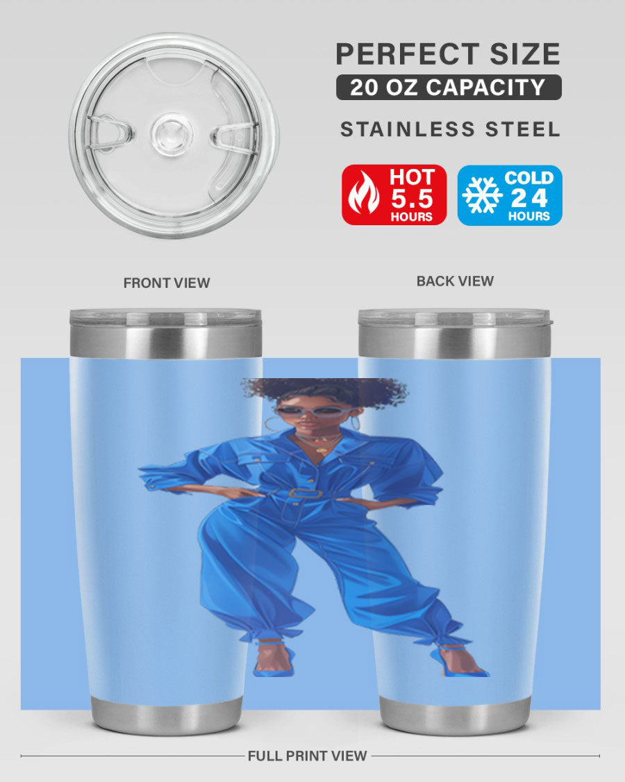 Fashion girl in indigo cotton tank top, showcasing a stylish and comfortable design perfect for casual wear.