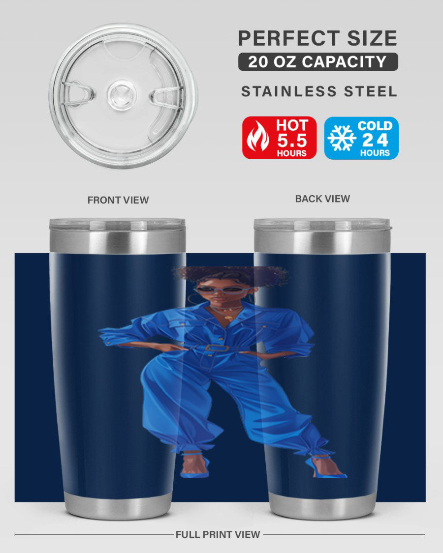 Fashion girl in indigo cotton tank top, showcasing a stylish and comfortable design perfect for casual wear.