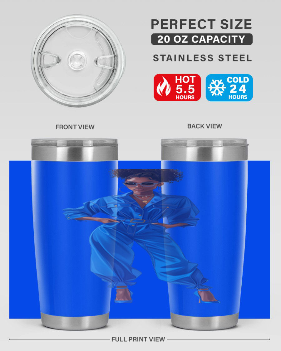 Fashion girl in indigo cotton tank top, showcasing a stylish and comfortable design perfect for casual wear.