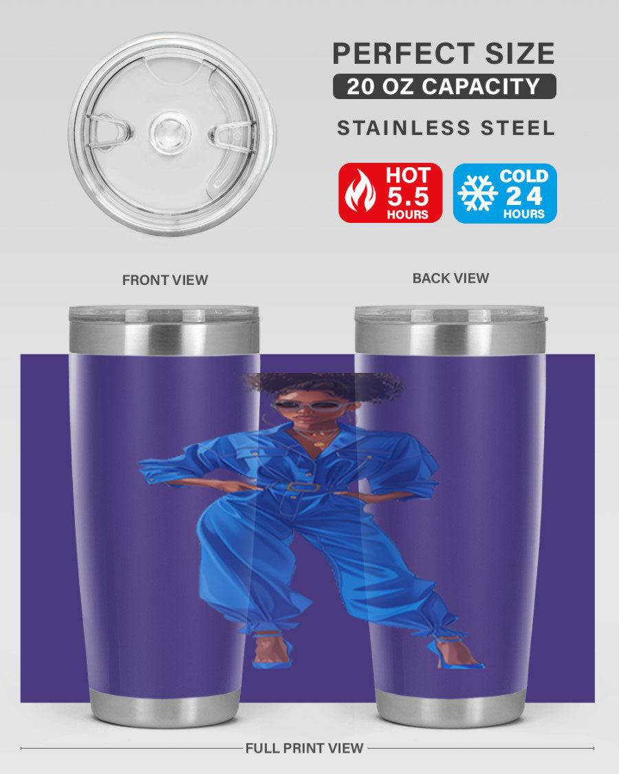 Fashion girl in indigo cotton tank top, showcasing a stylish and comfortable design perfect for casual wear.