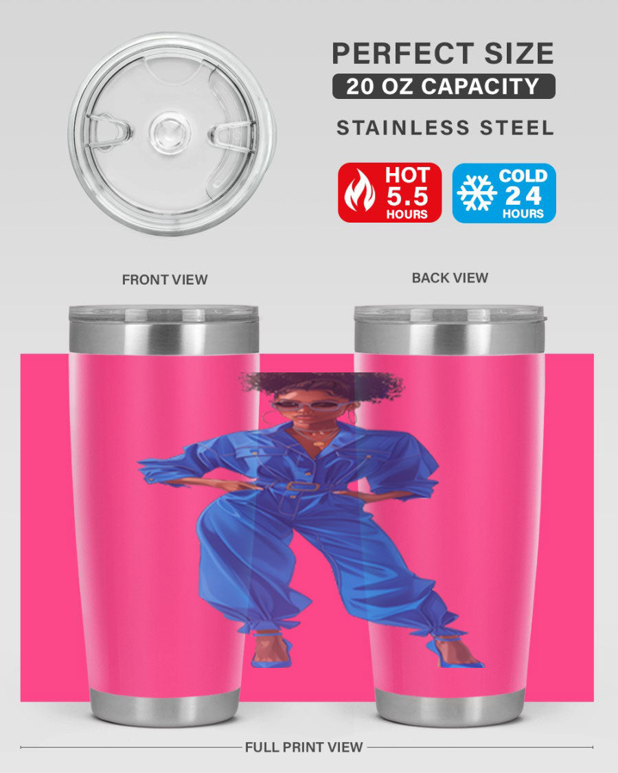 Fashion girl in indigo cotton tank top, showcasing a stylish and comfortable design perfect for casual wear.