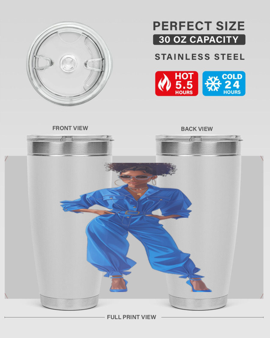 Fashion girl in indigo cotton tank top, showcasing a stylish and comfortable design perfect for casual wear.