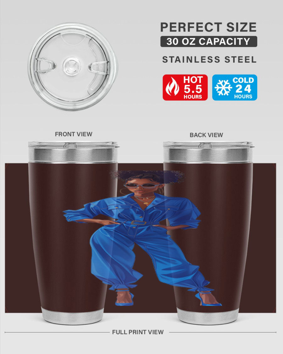 Fashion girl in indigo cotton tank top, showcasing a stylish and comfortable design perfect for casual wear.