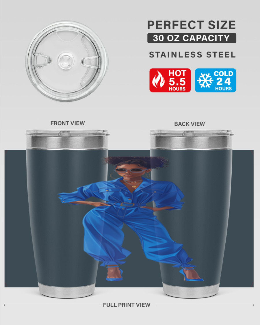 Fashion girl in indigo cotton tank top, showcasing a stylish and comfortable design perfect for casual wear.