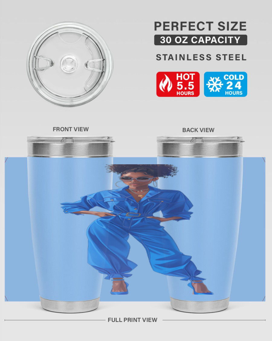 Fashion girl in indigo cotton tank top, showcasing a stylish and comfortable design perfect for casual wear.