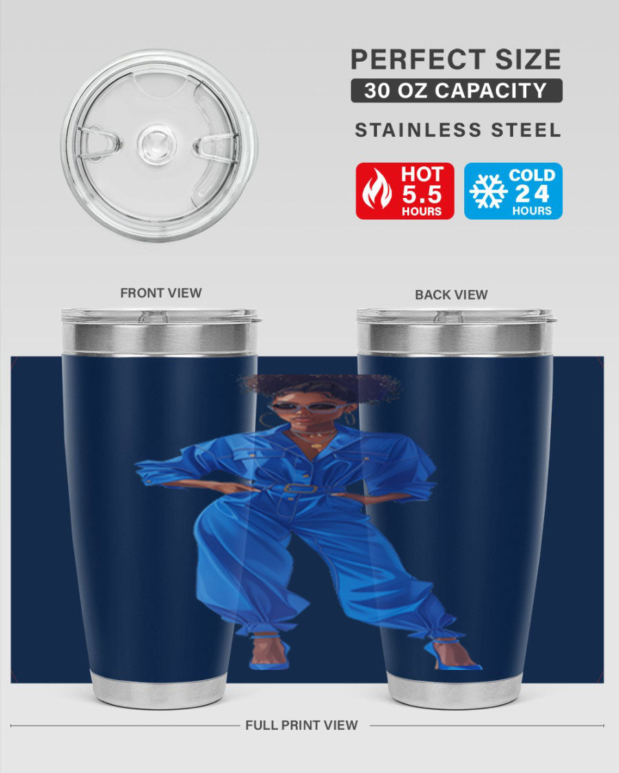 Fashion girl in indigo cotton tank top, showcasing a stylish and comfortable design perfect for casual wear.