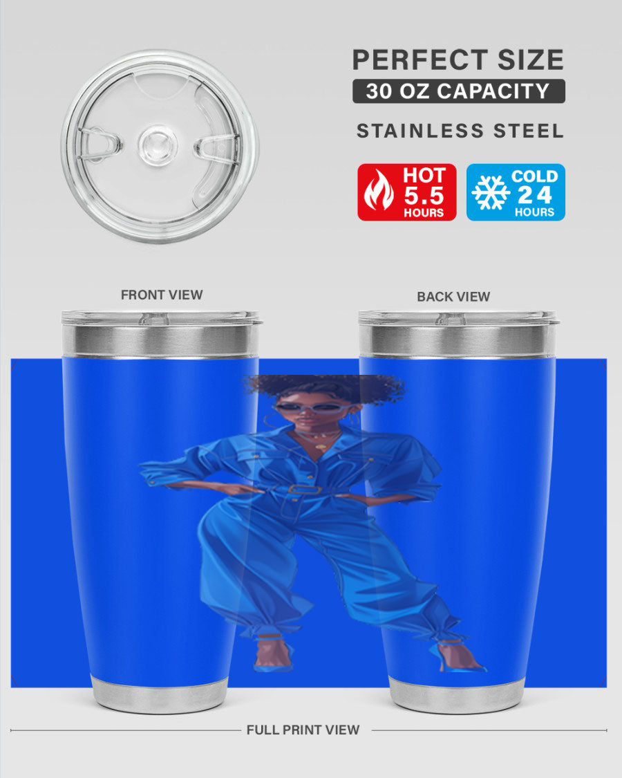 Fashion girl in indigo cotton tank top, showcasing a stylish and comfortable design perfect for casual wear.