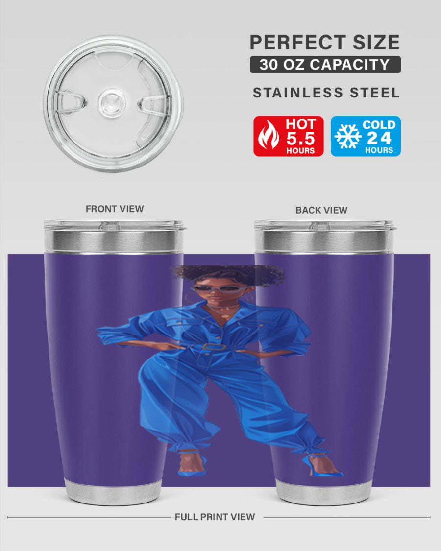 Fashion girl in indigo cotton tank top, showcasing a stylish and comfortable design perfect for casual wear.