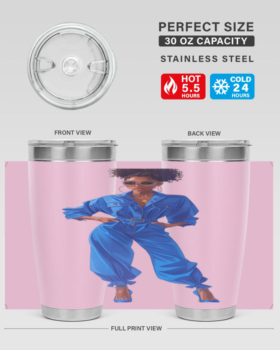 Fashion girl in indigo cotton tank top, showcasing a stylish and comfortable design perfect for casual wear.