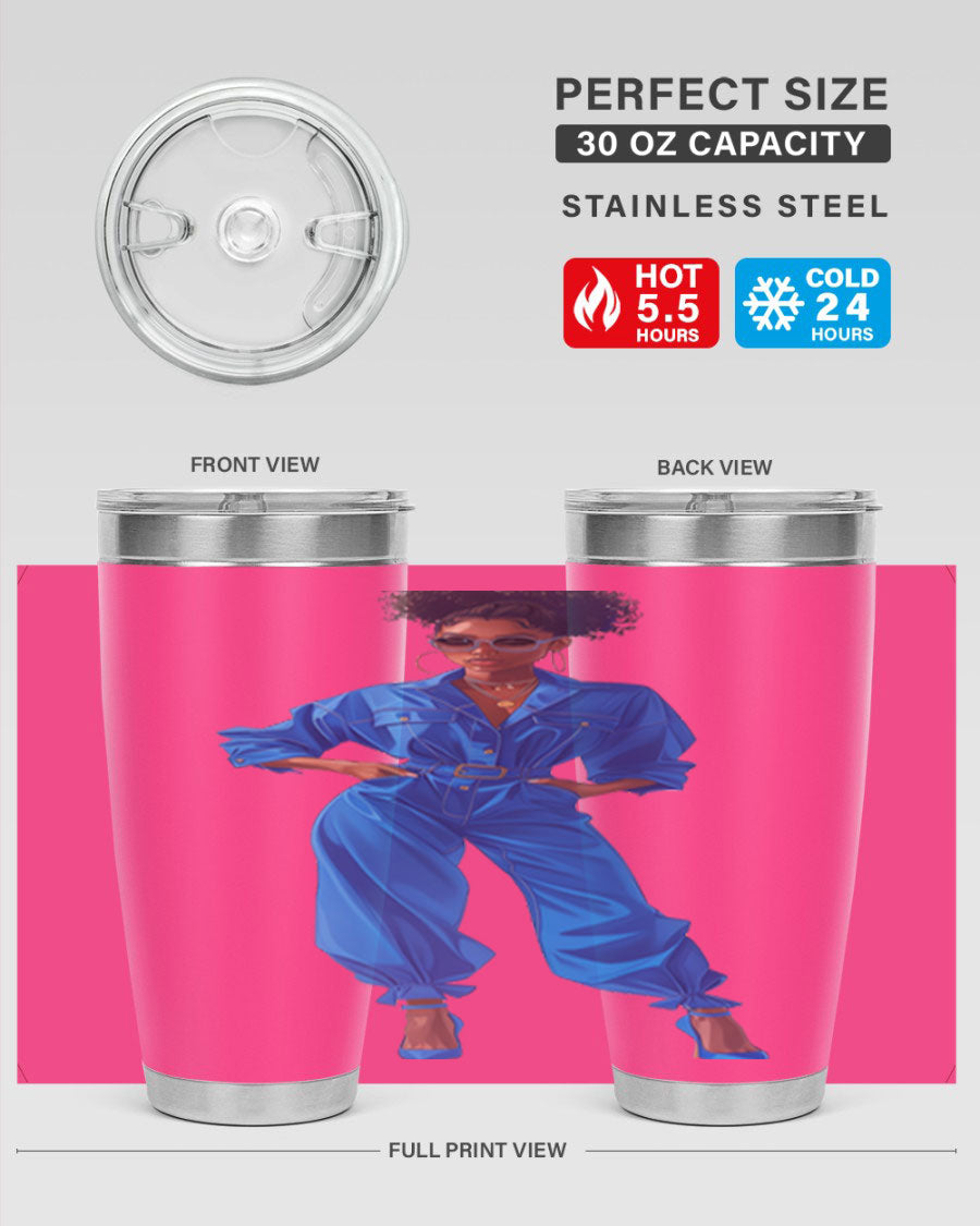 Fashion girl in indigo cotton tank top, showcasing a stylish and comfortable design perfect for casual wear.