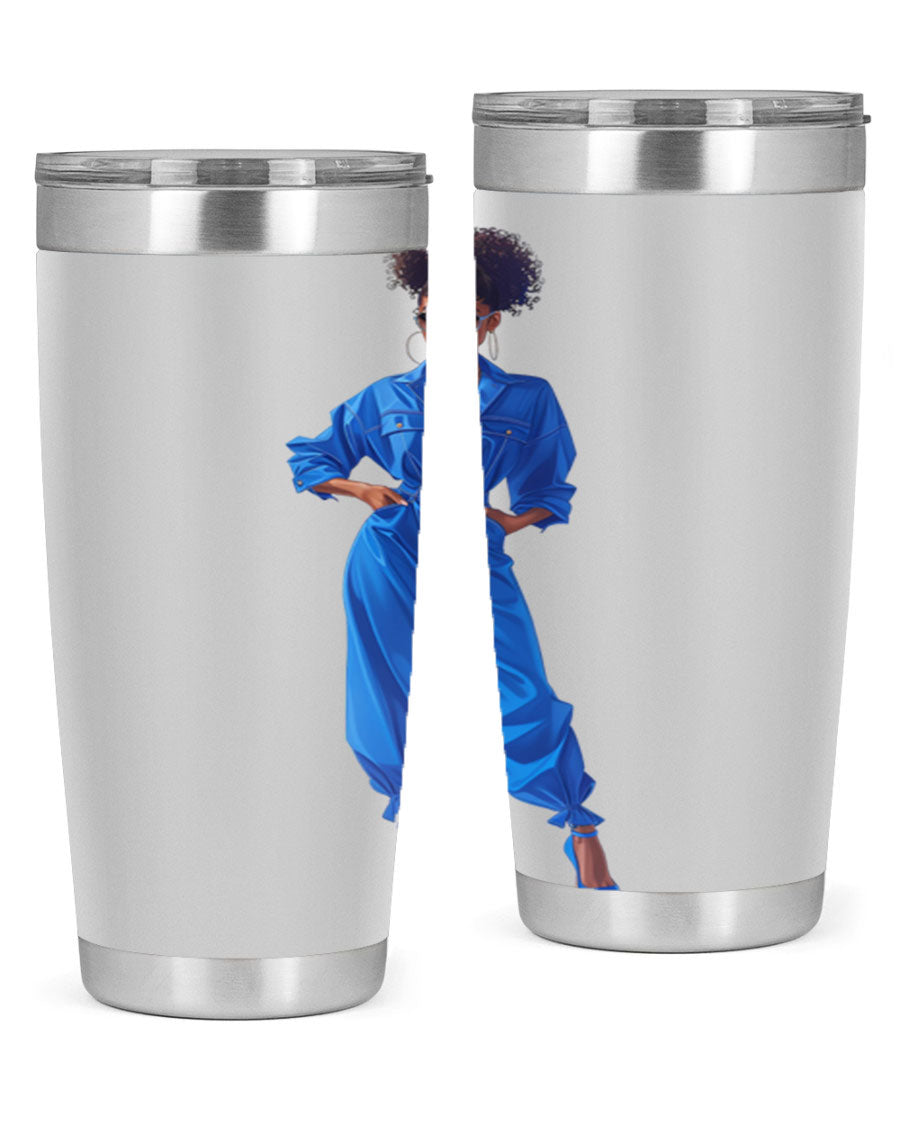 Fashion girl in indigo cotton tank top, showcasing a stylish and comfortable design perfect for casual wear.