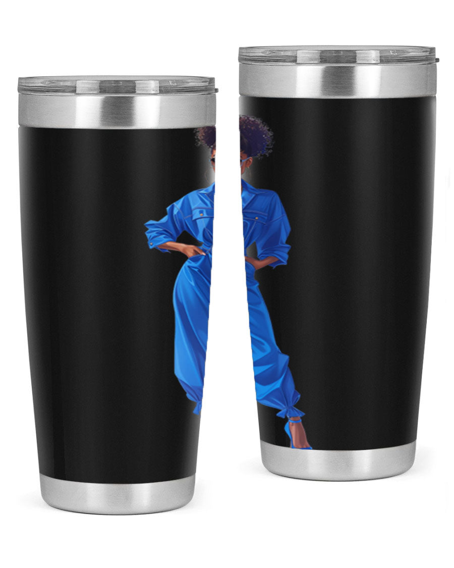 Fashion girl in indigo cotton tank top, showcasing a stylish and comfortable design perfect for casual wear.