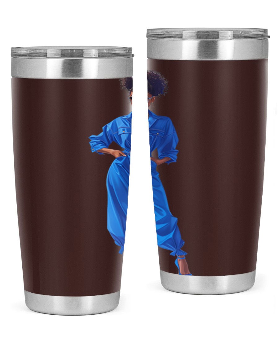 Fashion girl in indigo cotton tank top, showcasing a stylish and comfortable design perfect for casual wear.