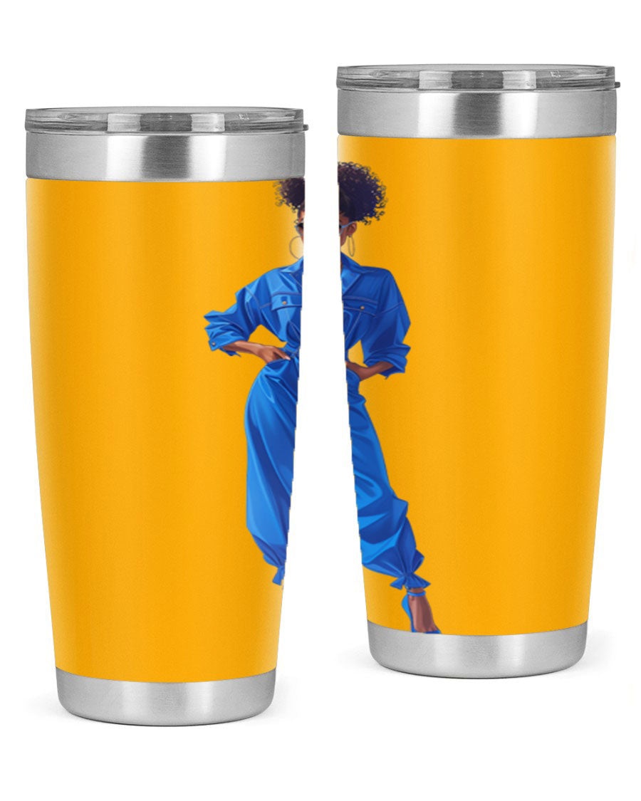 Fashion girl in indigo cotton tank top, showcasing a stylish and comfortable design perfect for casual wear.