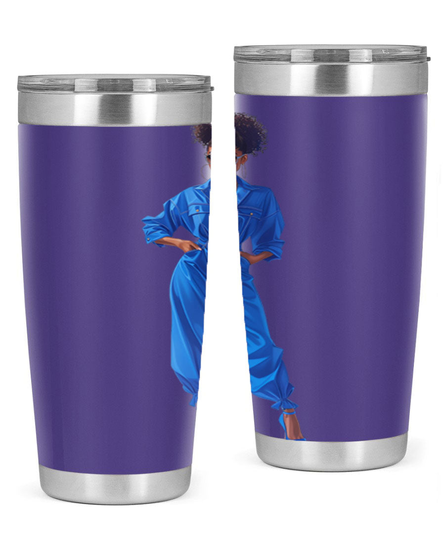 Fashion girl in indigo cotton tank top, showcasing a stylish and comfortable design perfect for casual wear.