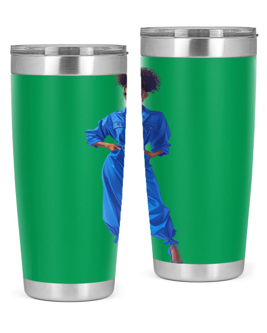 Fashion girl in indigo cotton tank top, showcasing a stylish and comfortable design perfect for casual wear.