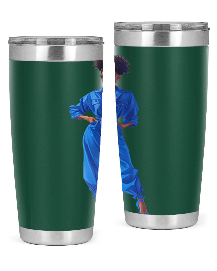 Fashion girl in indigo cotton tank top, showcasing a stylish and comfortable design perfect for casual wear.