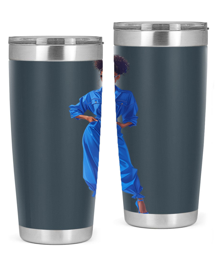 Fashion girl in indigo cotton tank top, showcasing a stylish and comfortable design perfect for casual wear.