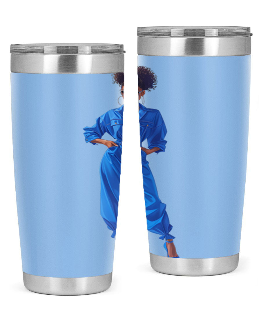 Fashion girl in indigo cotton tank top, showcasing a stylish and comfortable design perfect for casual wear.