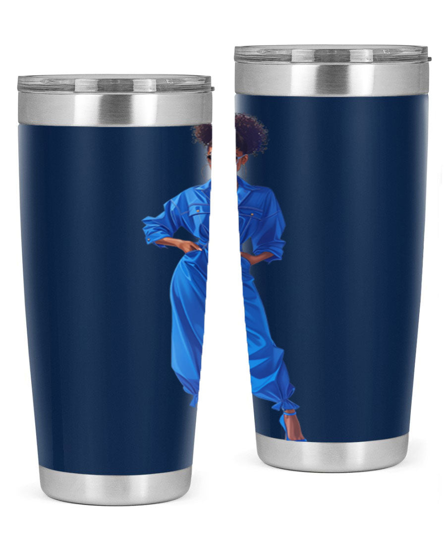 Fashion girl in indigo cotton tank top, showcasing a stylish and comfortable design perfect for casual wear.