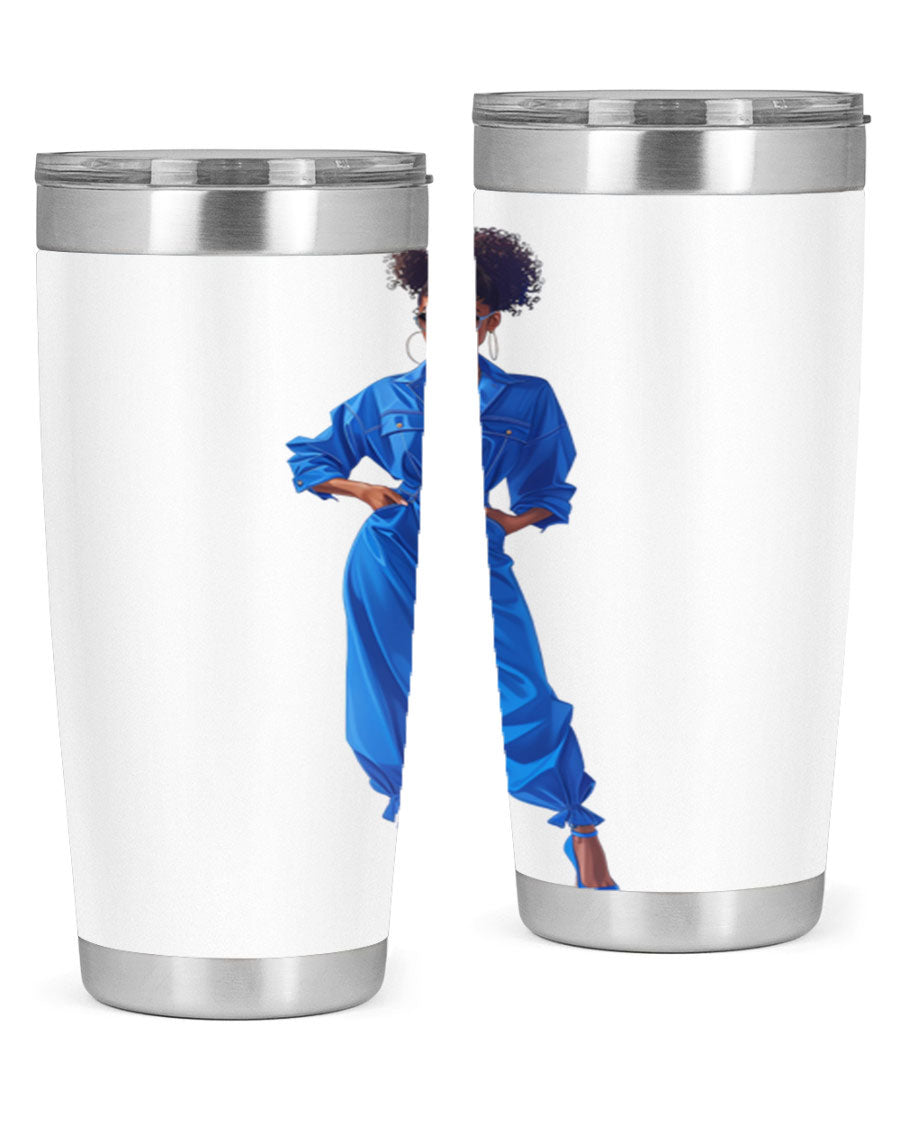 Fashion girl in indigo cotton tank top, showcasing a stylish and comfortable design perfect for casual wear.