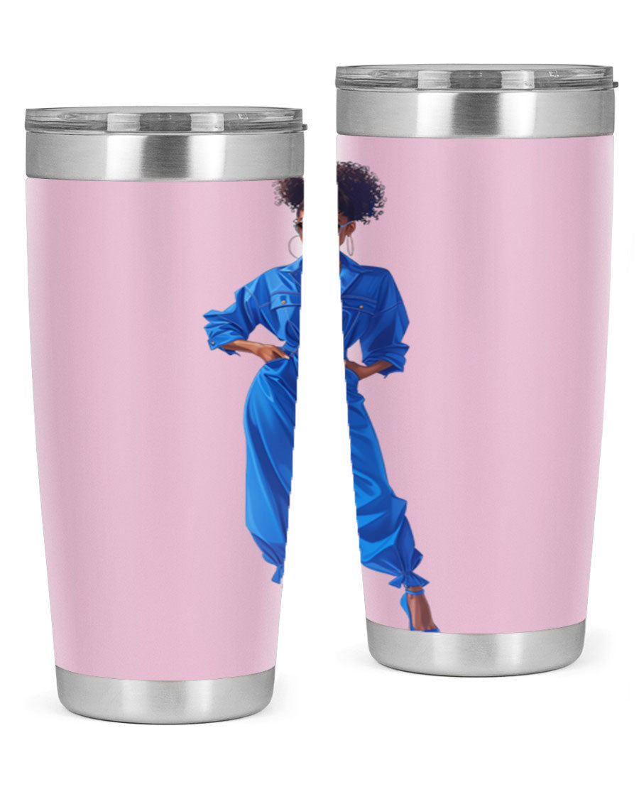 Fashion girl in indigo cotton tank top, showcasing a stylish and comfortable design perfect for casual wear.