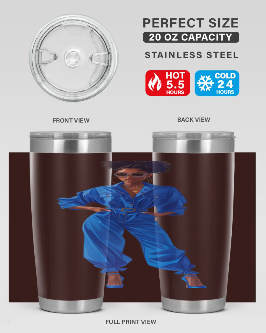 Fashion girl in indigo cotton tank top, showcasing a stylish and comfortable design perfect for casual wear.