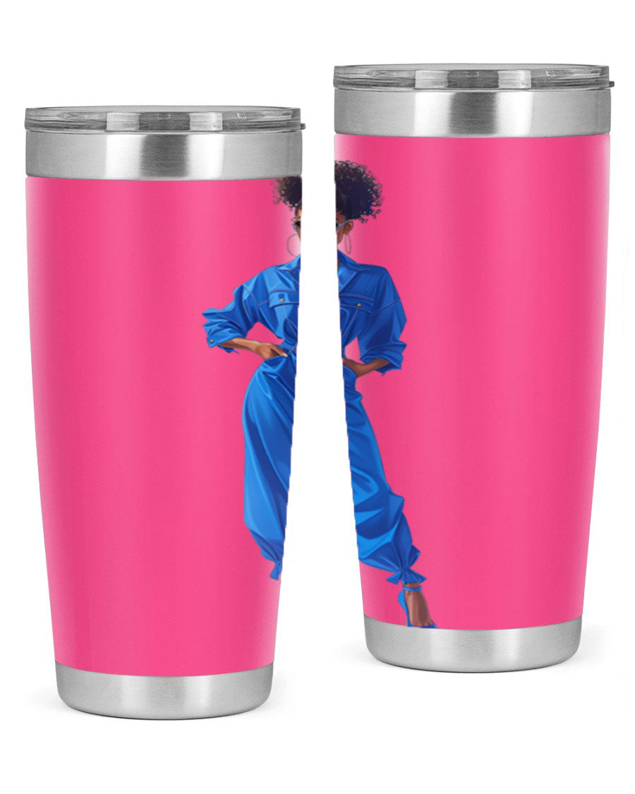 Fashion girl in indigo cotton tank top, showcasing a stylish and comfortable design perfect for casual wear.